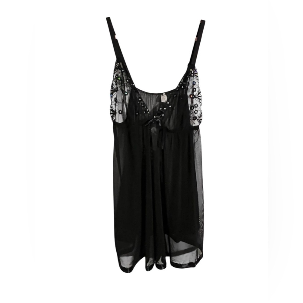 L11 BLACK SPARKLE LACE BUST SLIP DRESS- 2XL- lingerie